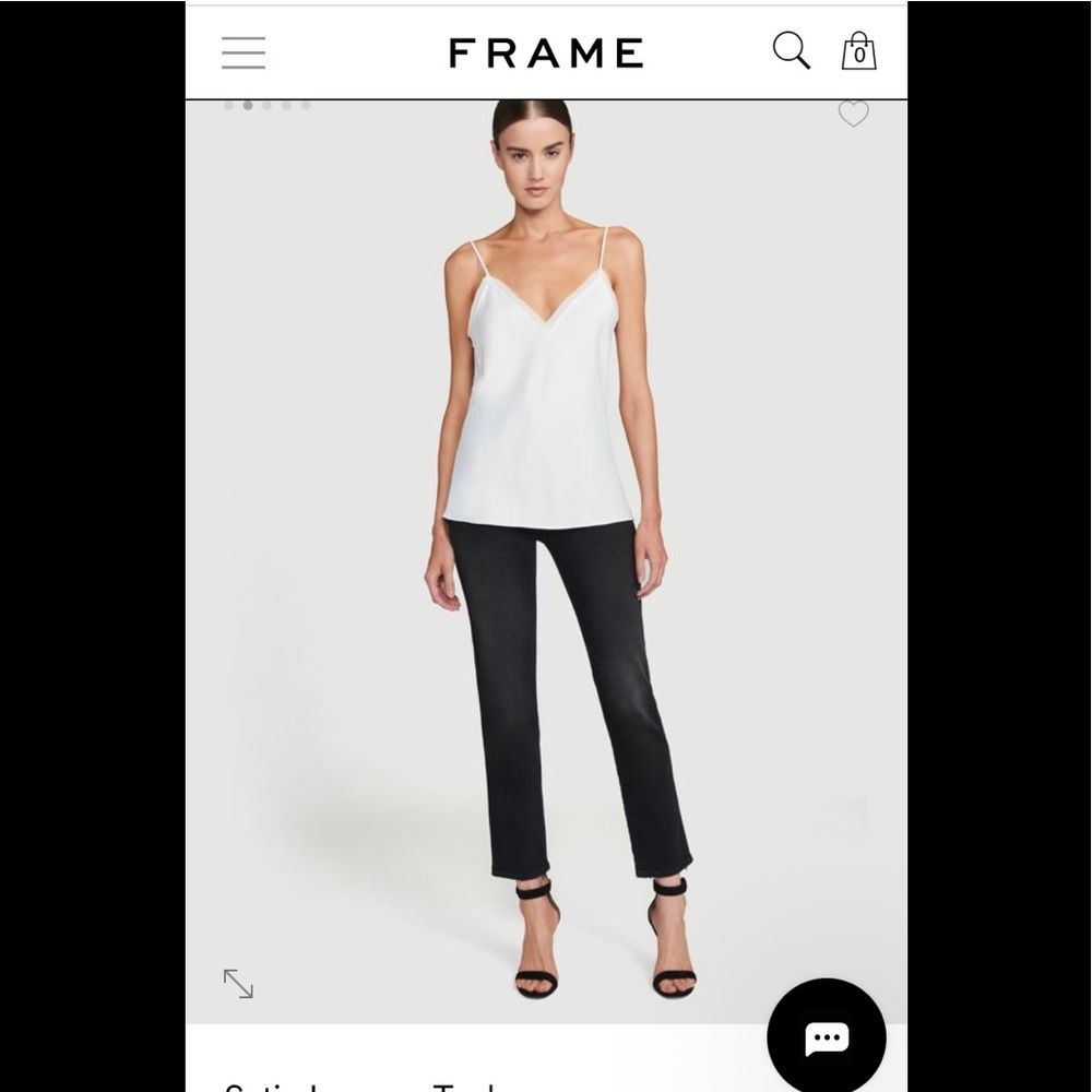 Frame V neck satin lounge tank.